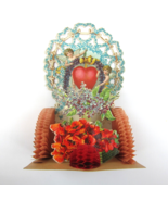 Antique Valentine Honeycomb 3D Pop Up Die Cut Cupid Angels Red Blue Flow... - £31.46 GBP