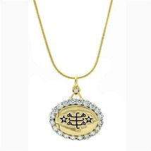 LO1943 - Gold+Rhodium Brass Chain Pendant with AAA Grade CZ  in Clear - $477.54 MXN