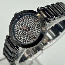 Women’s Metallic Black Crystal Dial Stainless Steel Fashion Watch Working - $19.40