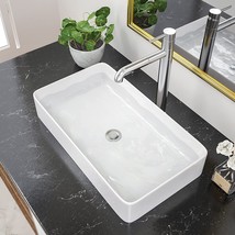 Rectangular Bathroom Vessel Sink 24 Inch - Beslend 24&quot;X14&quot; White Ceramic - £91.20 GBP