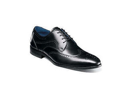 Stacy Adams Brayden Wingtip Oxford Shoes Smooth Leather Black 25635-001 - £93.52 GBP