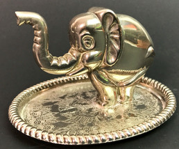 Vintage Silver Plated Elephant Ring Holder Tray Made Hong Kong - £19.43 GBP