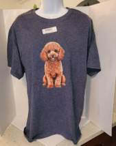 Dark Blue Navy Tshirt t-shirt Adult M with cute Brown Poodle Dog New Mus... - $13.99