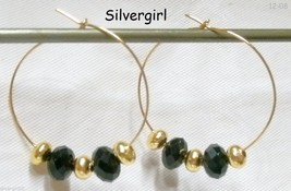 Sparkling Crystal Gold or Silver Plate Beaded Hoop Earrings  - £10.22 GBP