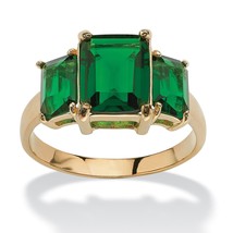 Triple Birthstone Emerald 18K Gold Gp May Ring Size 5 6 7 8 9 10 - $79.99