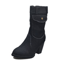 Sexy Jean Boots Women&#39;s Ankle Short Boot Winter high Heel Denim Boot Lady Stylis - £40.36 GBP