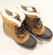 Boys Totes Boots Snow Tan Brown Size 4 Lined David Insole Round Toe - £19.77 GBP