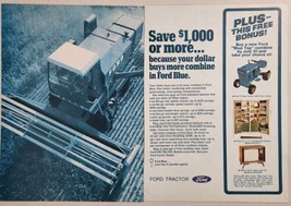 1970  Print Ad Ford Blue Combines &amp; 70 Lawn Tractor with Mower  - $19.42