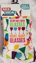 Sock Social Novelty Socks - At My Age I Need Glasses Many , Many Glasses - £3.03 GBP