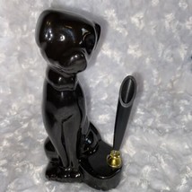 Vintage MCM Ceramic Black Dog Pen Holder Figurine Office Made In China NoPen - £16.48 GBP