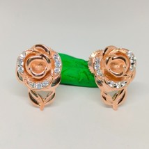 0.10 CT Imitation Diamant Rose Femmes Boucles D&#39;Oreilles 10K Argent Plaqué or - £99.52 GBP