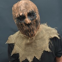 Scarecrow Halloween Costume Mask Latex &amp; Burlap Realistic Scary Scare crow Mask  - £18.49 GBP