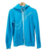 Nike Womens Sweatshirt Hoodie Full Zip Swoosh Front Turquoise Blue Size L  - £15.37 GBP