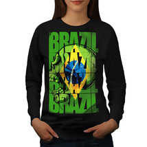 Wellcoda Brazil Flag Womens Sweatshirt, Country Soccer Casual Pullover Jumper - £23.25 GBP+