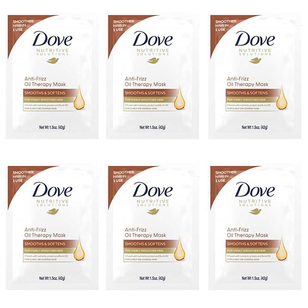 Pack of (6) New Dove Anti-Frizz Oil Smooth Hair Mask, 1.5 oz
