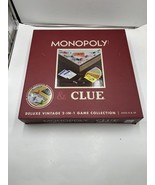 Monopoly &amp; Clue 2 in 1 Deluxe Wooden Vintage Edition Wood Board Game Set - $762.19 MXN