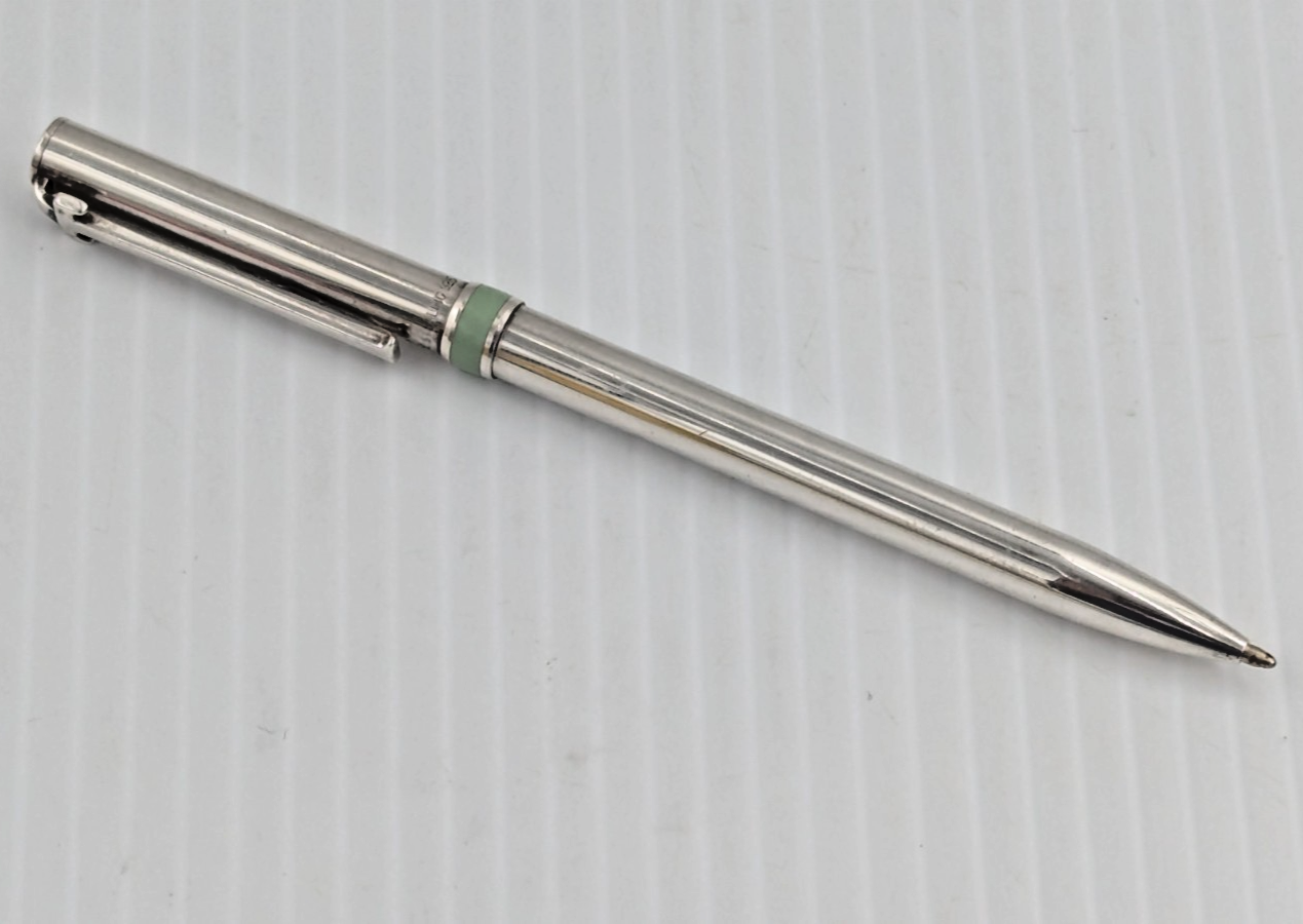 Tiffany &amp; Co. Sterling Silver 925 Pen With Blue Band with T Clip - Needs... - £45.19 GBP