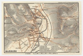 1900 Original Antique Map Of Marburg / Hessen Hesse Germany - £13.70 GBP