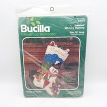 Bucilla Christmas Heirloom Jeweled Stocking Kit 18&quot; Frosty &amp; Friends Snowman - £14.15 GBP