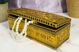 Ancient Egyptian Classical Black And Gold Ornate Hieroglyphic Hinged Long Box - £26.37 GBP