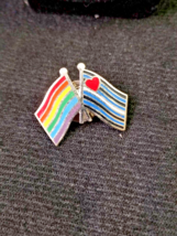 Gay Pride Rainbow Leather Flag Duo Lapel Pin 1&quot; Standard Free Ship - £7.52 GBP