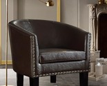 Duilio Club Style Barrel Armchair For Living Room Faux Leather Accent Ch... - $292.99