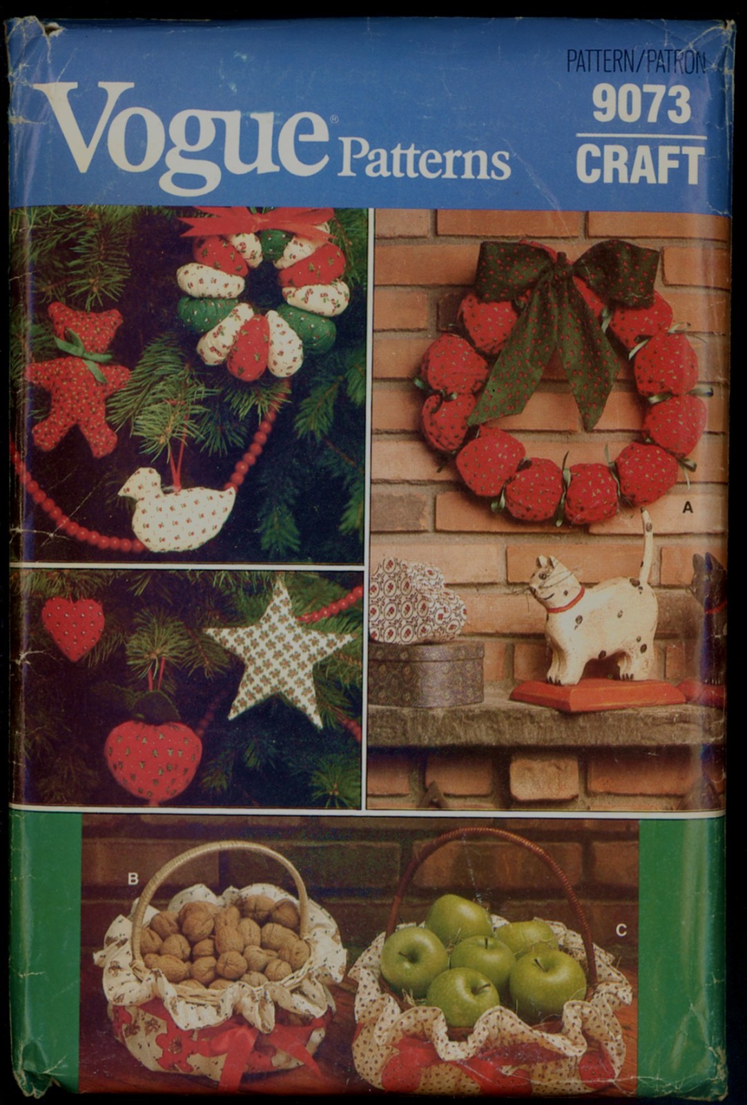 UNC 80s Wreath Tree Skirt Ornaments Christmas Crafts Vogue 9073 Pattern Vintage - $6.99