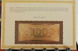 Gold Foil  1890 $1000 Treasury Note Danbury Mint - £22.37 GBP
