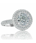 GIA Certified 3.48 TCW Halo Round Cut Diamond Engagement Ring 18k White ... - £7,942.61 GBP