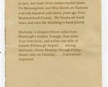 Story of Hyeholde Restaurant Brochure Coraopolis Pennsylvania Pat Foy  - $21.78