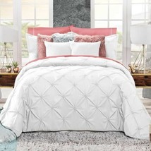 ATENEA WHITE PLEATED ELEGANT DUVET  SET 6 PCS QUEEN SIZE - $161.69