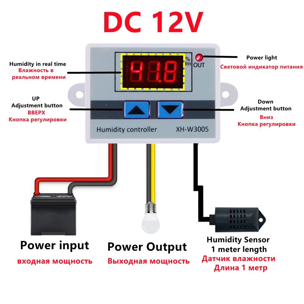 XH-W3005 W3005 DC 12V 24V 220V 10A Digital Humidity Controller Hygrometer Contro - £168.18 GBP