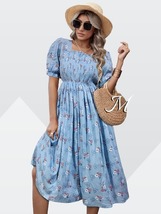 Light blue Rayon cotton western dress for women - $38.00