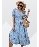 Light blue Rayon cotton western dress for women - £30.28 GBP