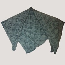 David Young Soft Knit Triangle Shawl Wrap Black Gray Green Checker Plaid... - £11.29 GBP