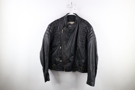 Vtg 70s Streetwear Mens 46 Heavyweight Padded Leather Buckle Motorcycle ... - $178.15