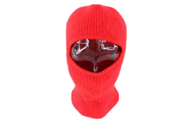 Vintage 90s Streetwear Acrylic Knit One Hole Robber Beanie Hat Cap Winter Red - £26.55 GBP