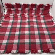 Christmas Holiday Plaid Placemats Set of 4 Red Green White Gold Thread 1... - $19.32