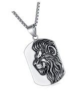 Lion Army Dog Tag Necklace for Men Stainless Steel 24 - £33.20 GBP