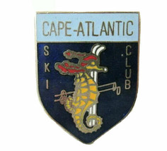 Vintage Cape-Atlantic Ski Club Enamel &amp; Metal Pin Seahorse &amp; Ski Artwork - £23.50 GBP