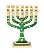 Kerzenhalter aus grünem Zinn mit 7 Zweigen, jüdische Chanukka-Menorah,... - €16,89 EUR