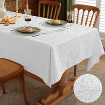 Rectangle Tablecloth Jacquard Damask Tablecloth Stain and Wrinkle Resistant Wash - £23.42 GBP