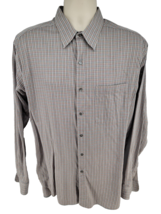 Barney&#39;s New York Mens Shirt Size XL Long Sleeve Button-up Blue Gray Plaid Italy - £16.99 GBP