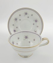 Vintage Noritake Melita Porcelain Floral Footed Cup &amp; Saucer w/ Gold Rim... - $9.89
