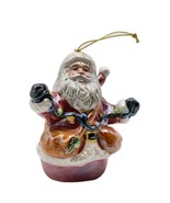 Iridescent Glazed Ceramic Santa Claus &amp; String Of Christmas Lights Ornam... - €11,33 EUR