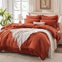 King Size Comforter Set With Sheets Burnt Orange - 7 Pieces Bed In A Bag Boho So - £91.11 GBP