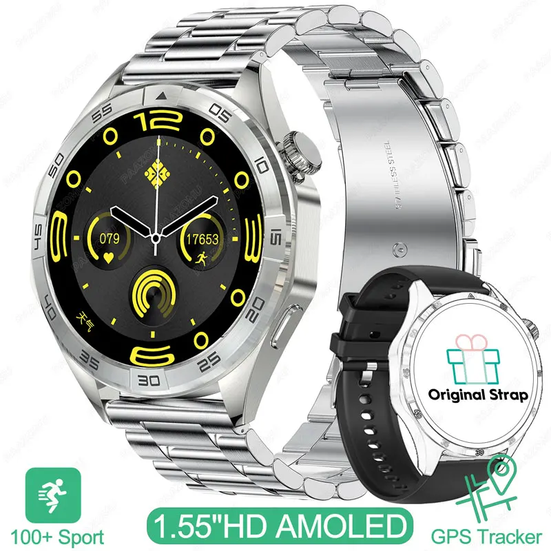 New For Watch GT4 Smartwatch Men Bluetooth Call 1.55&quot; AMOLED Screen 100+... - $69.79