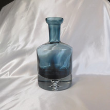 Block Large Blue Glass Decanter with Bubble in the Base # 22629 - $64.30