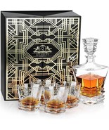 Luxury Decanter &amp; Glasses Set in Gift Box 1 Decanter &amp; 4 Whiskey Glasses - $79.19