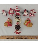 XMAS Ornament Flocked Set 9 Santa Bear Mouse Tree Velvet Pinecone Koala ... - €30,01 EUR
